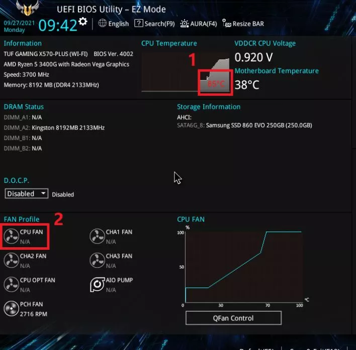 ASUS uefi bios with high cpu termperature